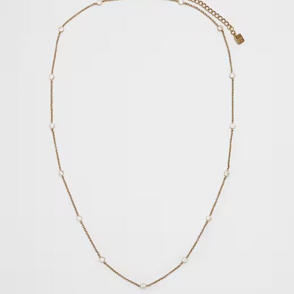 Banana Republic Gold Delicate Cubic Zirconia Necklace/NWT - Picture 1 of 11